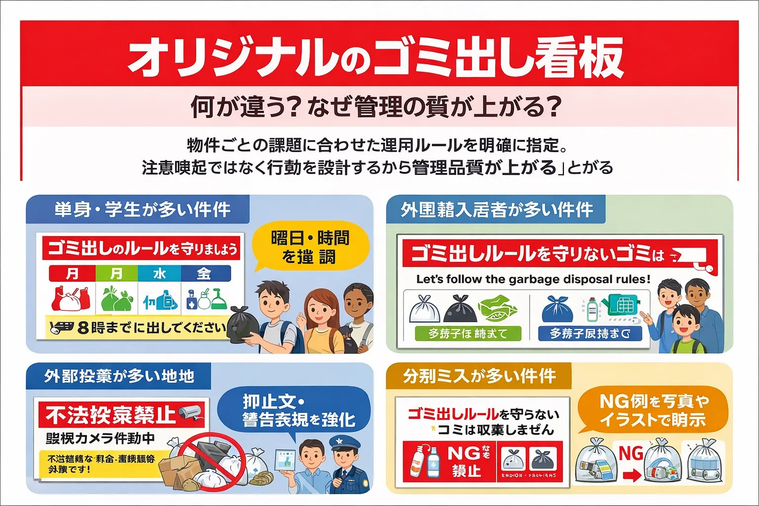 オリジナルゴミ出し看板　メリット　特徴